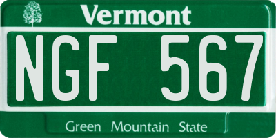 VT license plate NGF567