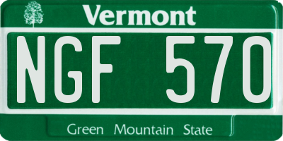 VT license plate NGF570