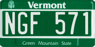 VT license plate NGF571