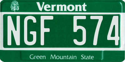 VT license plate NGF574