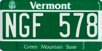 VT license plate NGF578