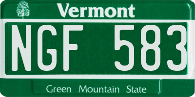 VT license plate NGF583