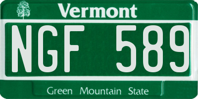 VT license plate NGF589