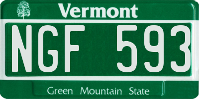 VT license plate NGF593