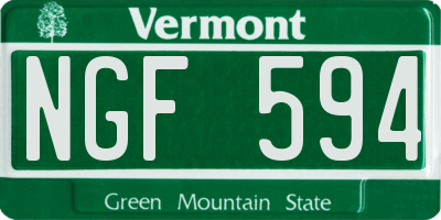 VT license plate NGF594