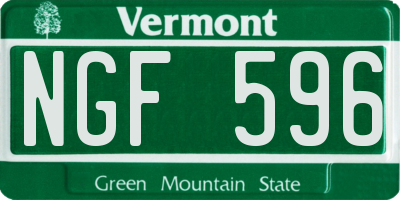 VT license plate NGF596