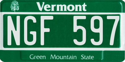 VT license plate NGF597
