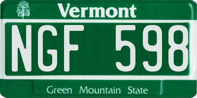 VT license plate NGF598