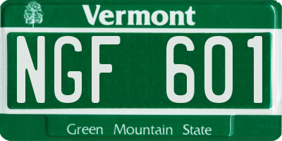 VT license plate NGF601
