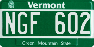 VT license plate NGF602