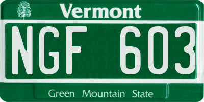 VT license plate NGF603