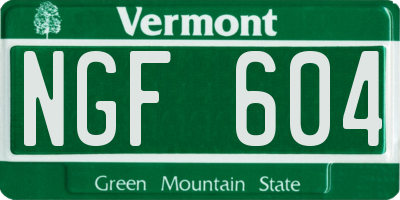 VT license plate NGF604