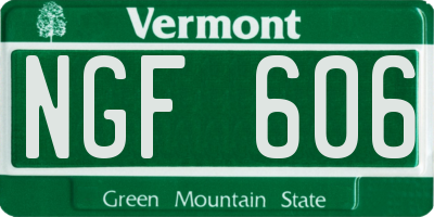 VT license plate NGF606
