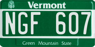 VT license plate NGF607