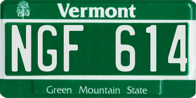 VT license plate NGF614