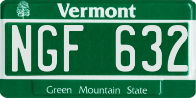 VT license plate NGF632