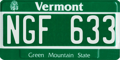 VT license plate NGF633