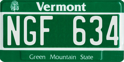 VT license plate NGF634