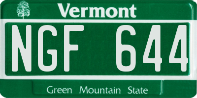 VT license plate NGF644