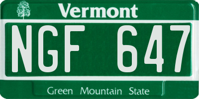 VT license plate NGF647