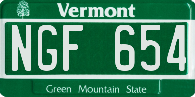 VT license plate NGF654