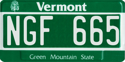 VT license plate NGF665