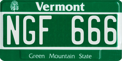 VT license plate NGF666