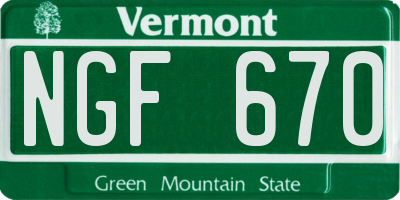VT license plate NGF670