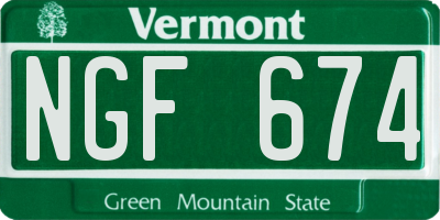 VT license plate NGF674