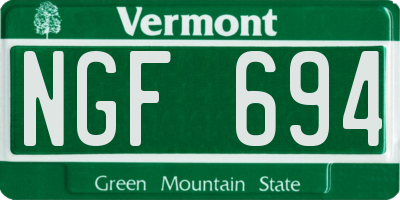 VT license plate NGF694