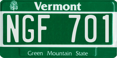 VT license plate NGF701