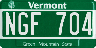 VT license plate NGF704