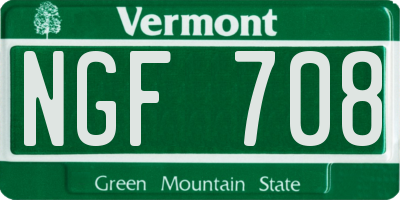 VT license plate NGF708