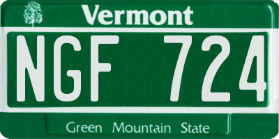 VT license plate NGF724