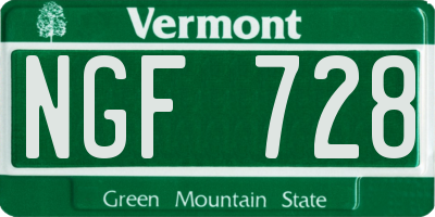 VT license plate NGF728