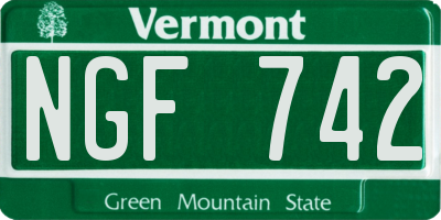 VT license plate NGF742