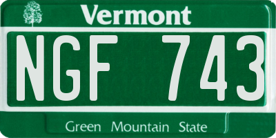 VT license plate NGF743
