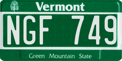VT license plate NGF749