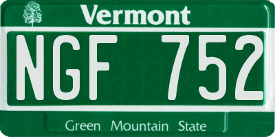 VT license plate NGF752