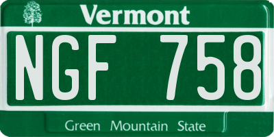 VT license plate NGF758