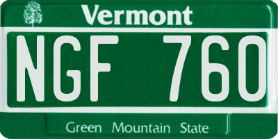 VT license plate NGF760