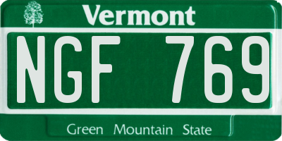 VT license plate NGF769