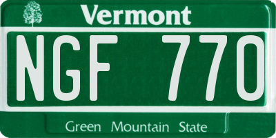 VT license plate NGF770