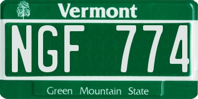 VT license plate NGF774