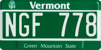 VT license plate NGF778