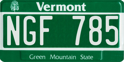 VT license plate NGF785