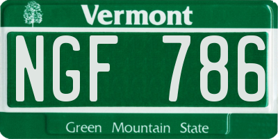VT license plate NGF786