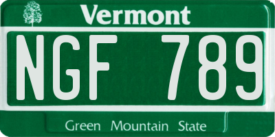 VT license plate NGF789