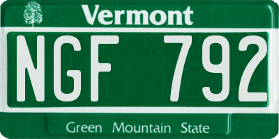 VT license plate NGF792