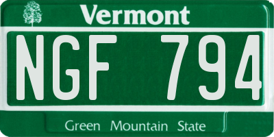 VT license plate NGF794